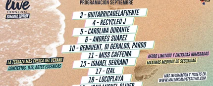 Cartel del mes de septiembre del Mallorca Live Fest Summer Edition Cartel del mes de septiembre del Mallorca Live Fest Summer Edition