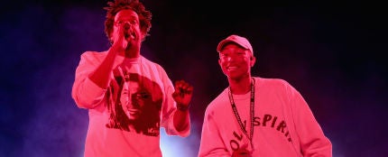 Jay-Z y Pharrell Williams durante una actuación