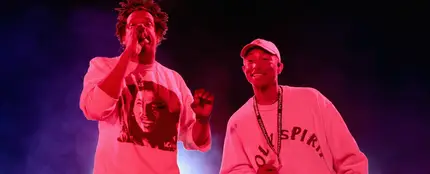 Jay-Z y Pharrell Williams durante una actuación Jay-Z y Pharrell Williams durante una actuación