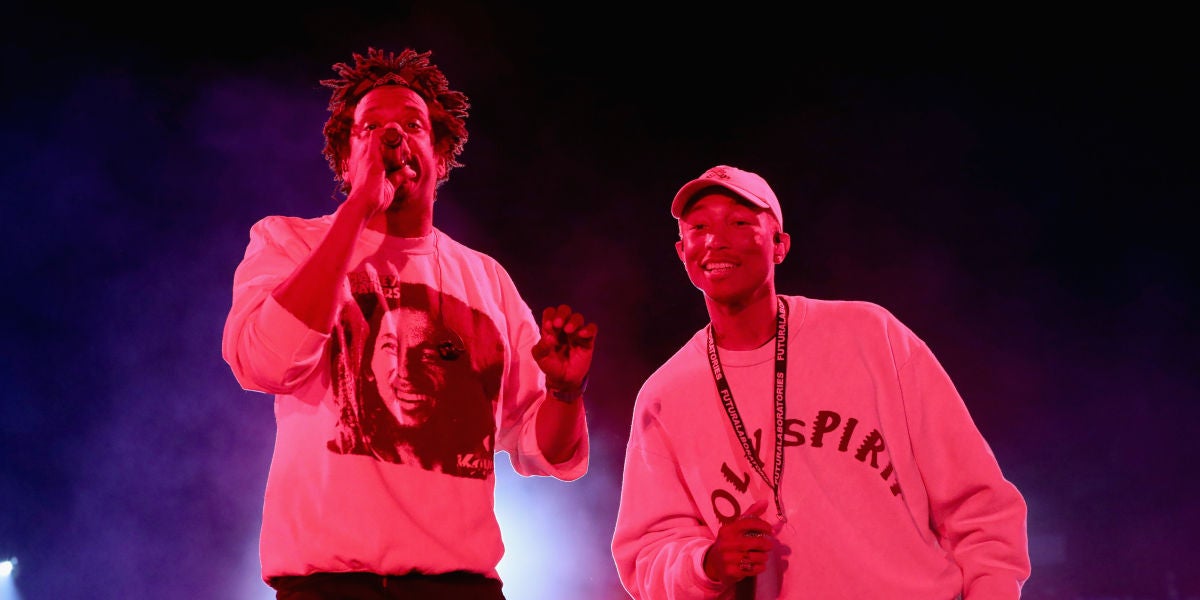 Jay-Z y Pharrell Williams durante una actuación