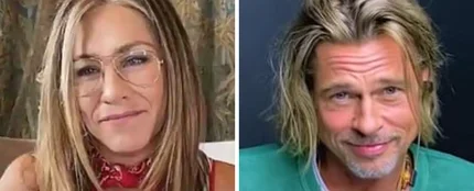 Jennifer Aniston y Brad Pitt durante la lectura de 'Fast times at Ridgemont High' Jennifer Aniston y Brad Pitt durante la lectura de 'Fast times at Ridgemont High'