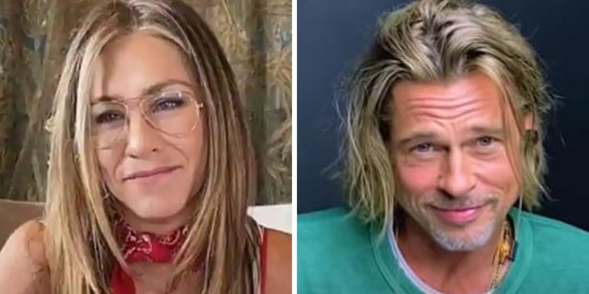 Jennifer Aniston y Brad Pitt durante la lectura de 'Fast times at Ridgemont High'