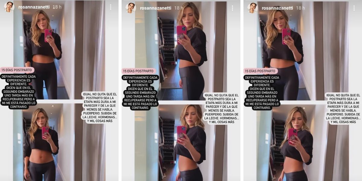 Rosanna zanetti muestra su tripita dos semanas después de dar a luz