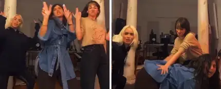 Úrsula Corberó, Nathy Peluso y Lali Espósito bailando Úrsula Corberó, Nathy Peluso y Lali Espósito bailando