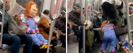 El muñeco Chucky en el metro de Nueva York El muñeco Chucky en el metro de Nueva York