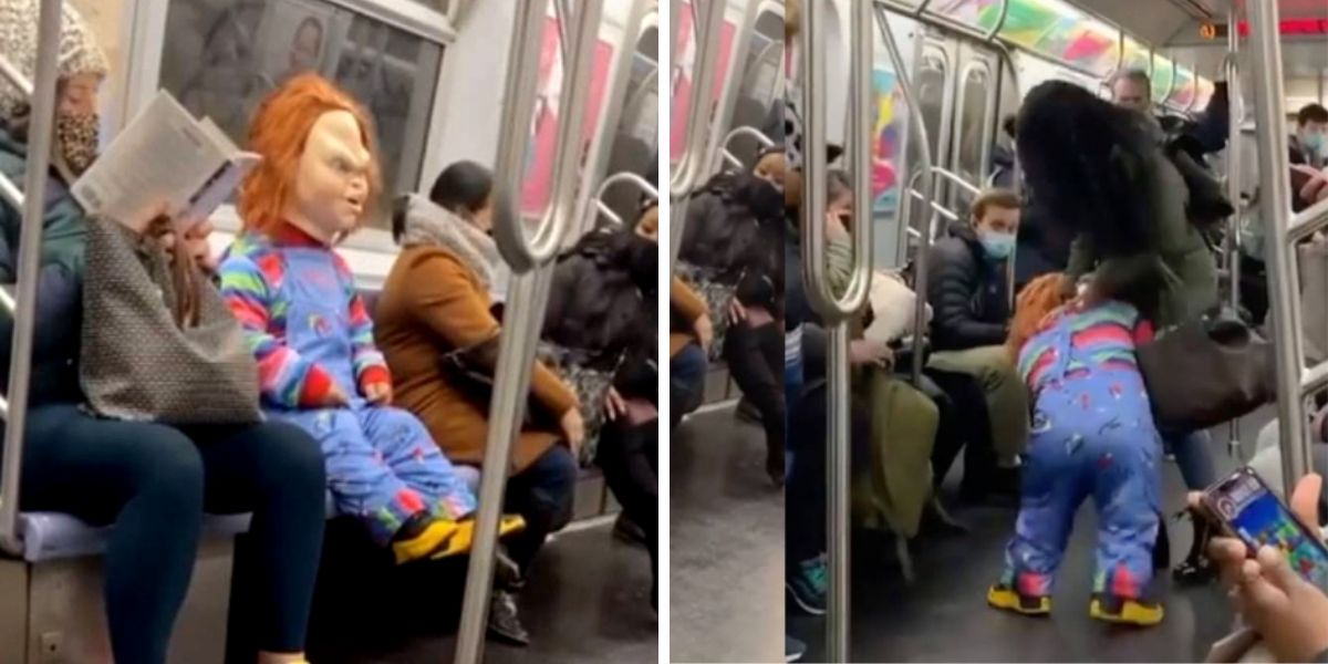 El muñeco Chucky en el metro de Nueva York