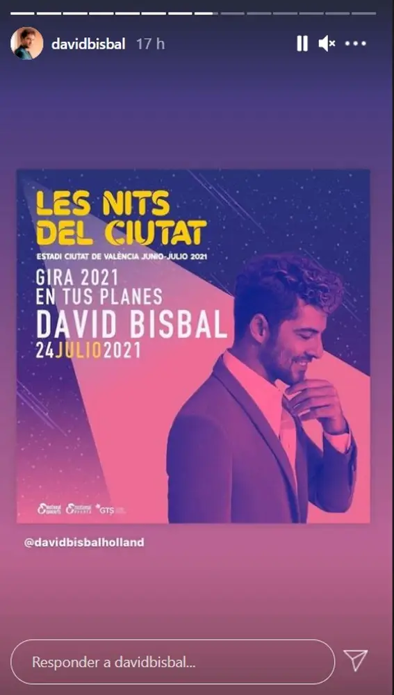 Concierto de David Bisbal el 24 de julio en Valencia