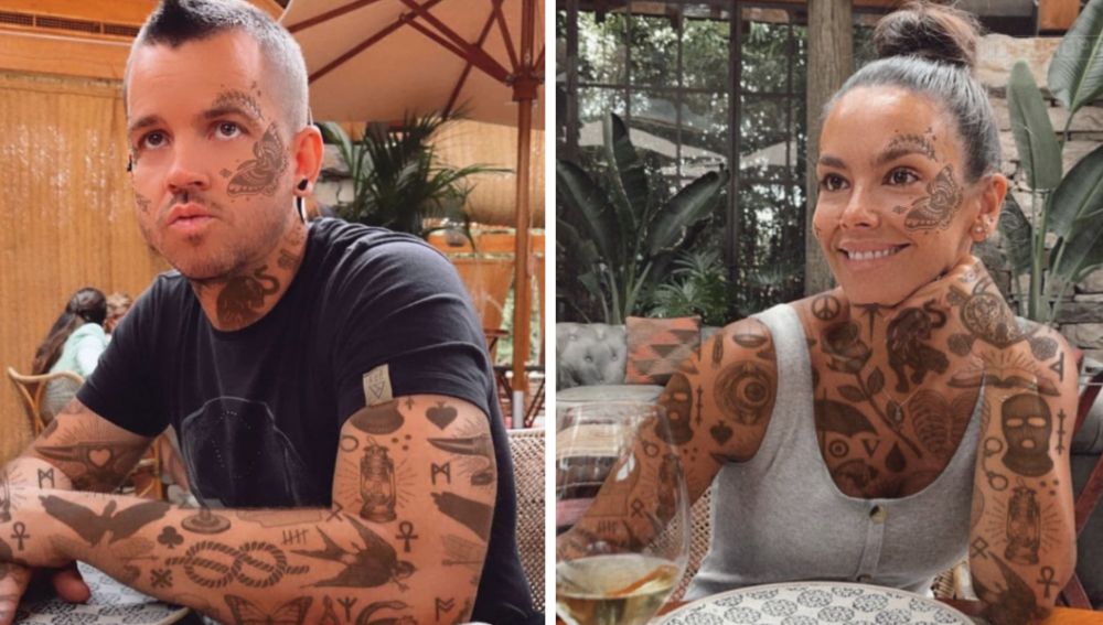 Dabiz Muñoz y Cristina Pedroche utilizando el filtro de tatuaje
