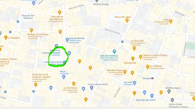 La llamada plaza del Olivo en la calle Fuencarral de Madrid.