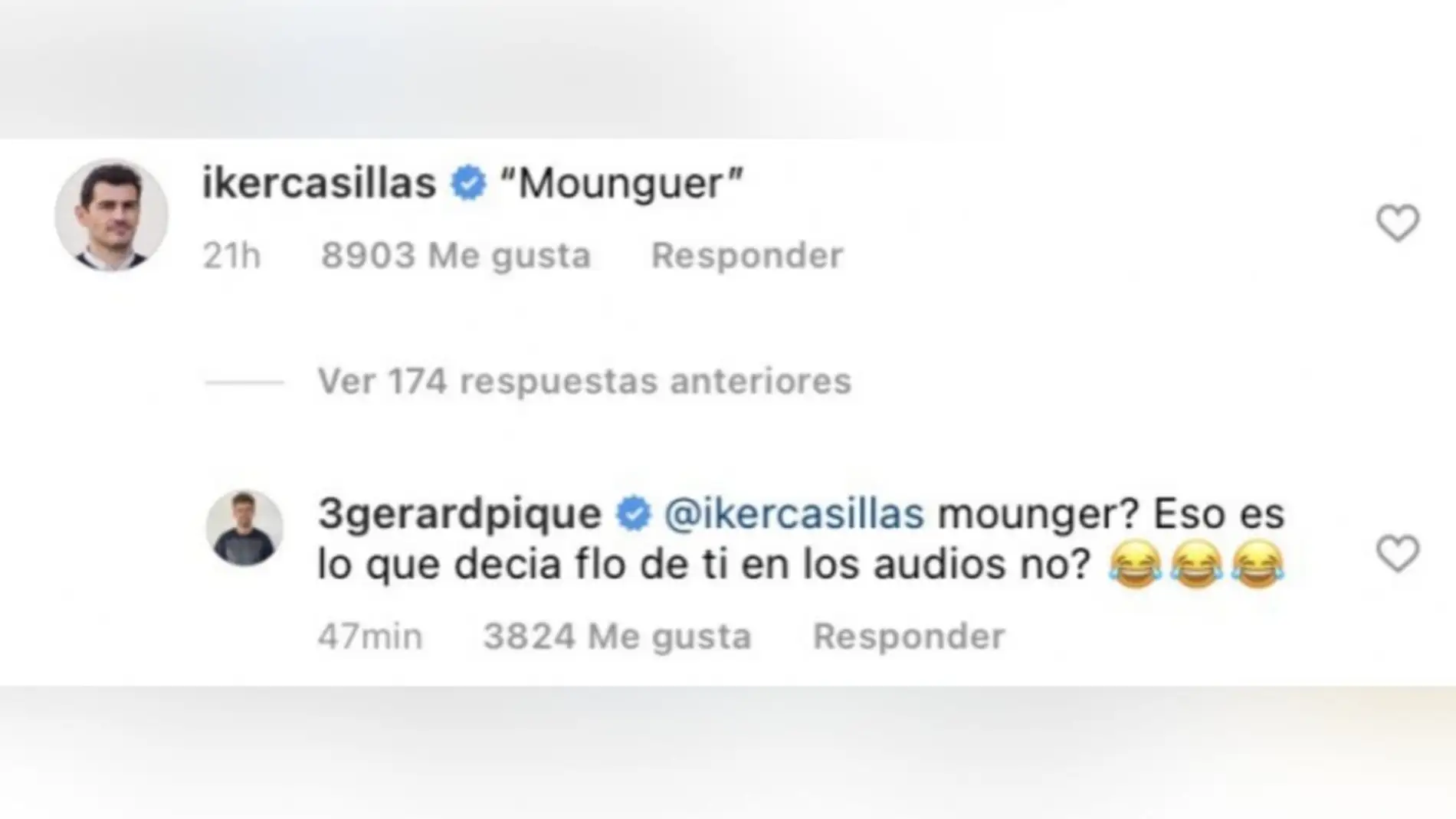 Iker Casillas y Piqué en Instagram