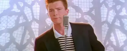 Rick Astley en el vídeo de Never Gonna Give You Up Rick Astley en el vídeo de Never Gonna Give You Up
