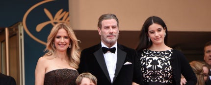 John Travolta y Kelly Preston con sus hijos, Ella y Benjamin