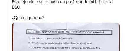 El test viral para niños de ESO que deberás resolver en tres minutos El test viral para niños de ESO que deberás resolver en tres minutos