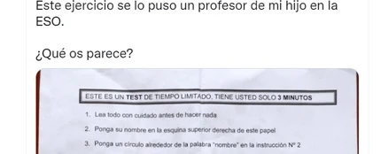 El test viral para niños de ESO que deberás resolver en tres minutos El test viral para niños de ESO que deberás resolver en tres minutos