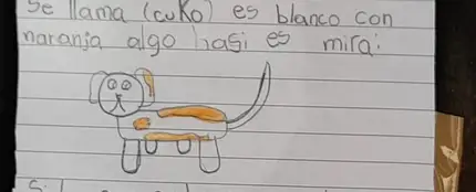 Dibujo de Romi con el que consiguió recuperar a su perro Cuko. Dibujo de Romi con el que consiguió recuperar a su perro Cuko.