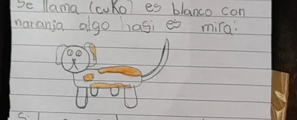 Dibujo de Romi con el que consiguió recuperar a su perro Cuko. Dibujo de Romi con el que consiguió recuperar a su perro Cuko.