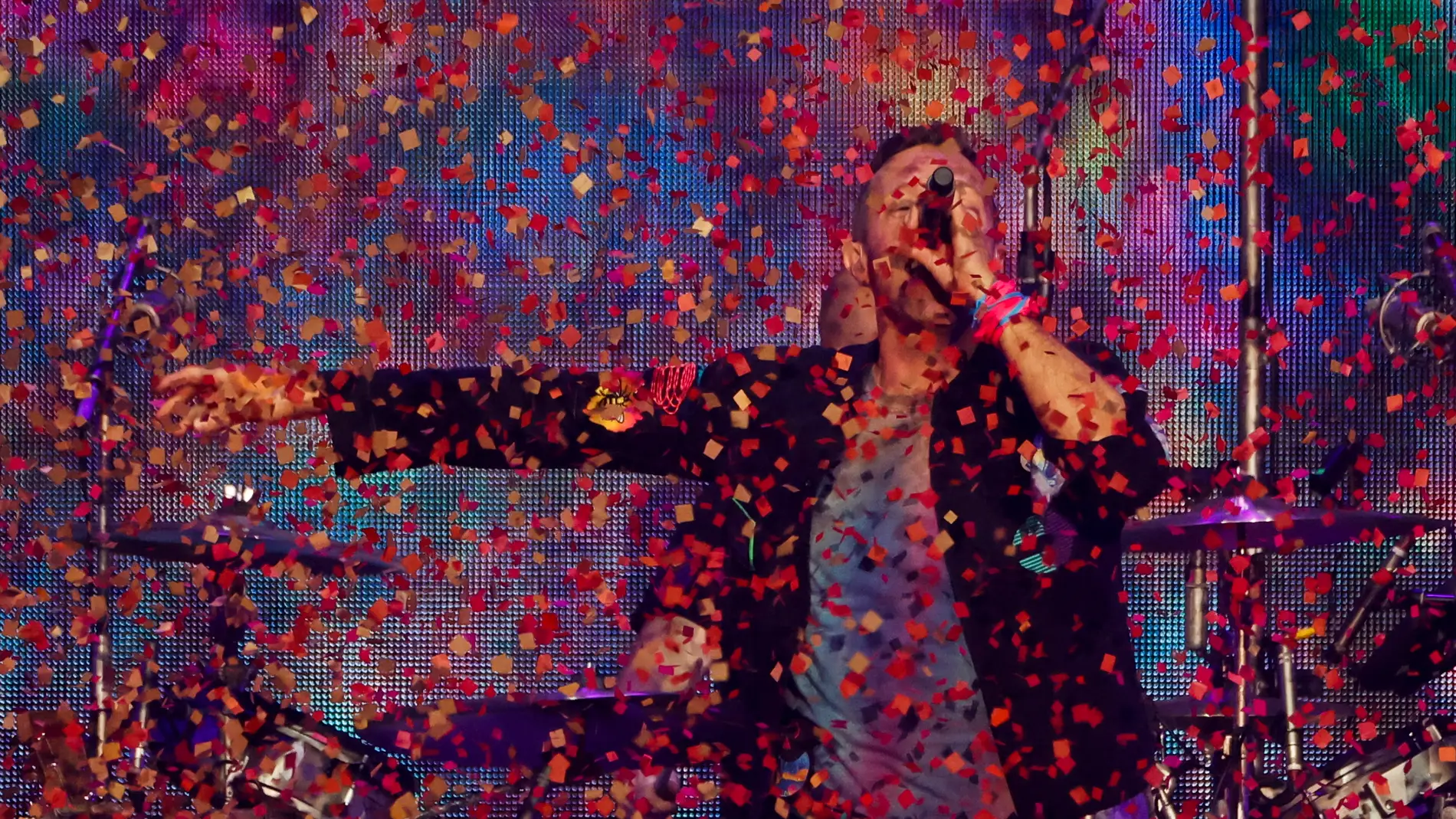 Chris Martin de Coldplay durante un concierto
