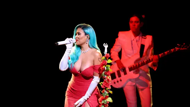 La cantante colombiana Karol G durante una actuación