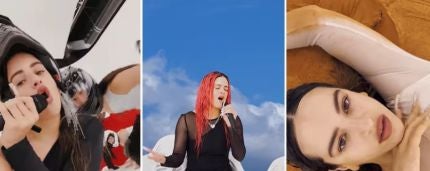 Tres im&aacute;genes de Rosal&iacute;a en le concierto MOTOMAMI LIVE
