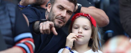 David Beckham y su hija Harper Seven en junio de 2019