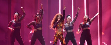 La cantante Eleni Foureira, en Eurovisi&oacute;n 2018