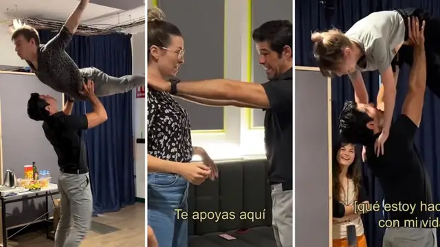 El divertido vídeo de Miguel Ángel Muñoz haciendo portés con Eva Soriano e Iggy Rubín