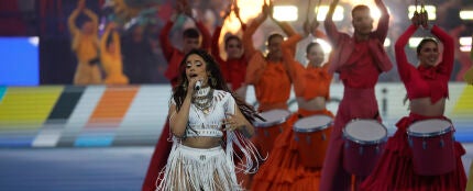 Camila Cabello en la final de la Champions