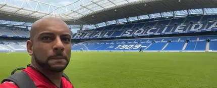 Borja Escalona, en el estadio de la Real Sociedad. Borja Escalona, en el estadio de la Real Sociedad.