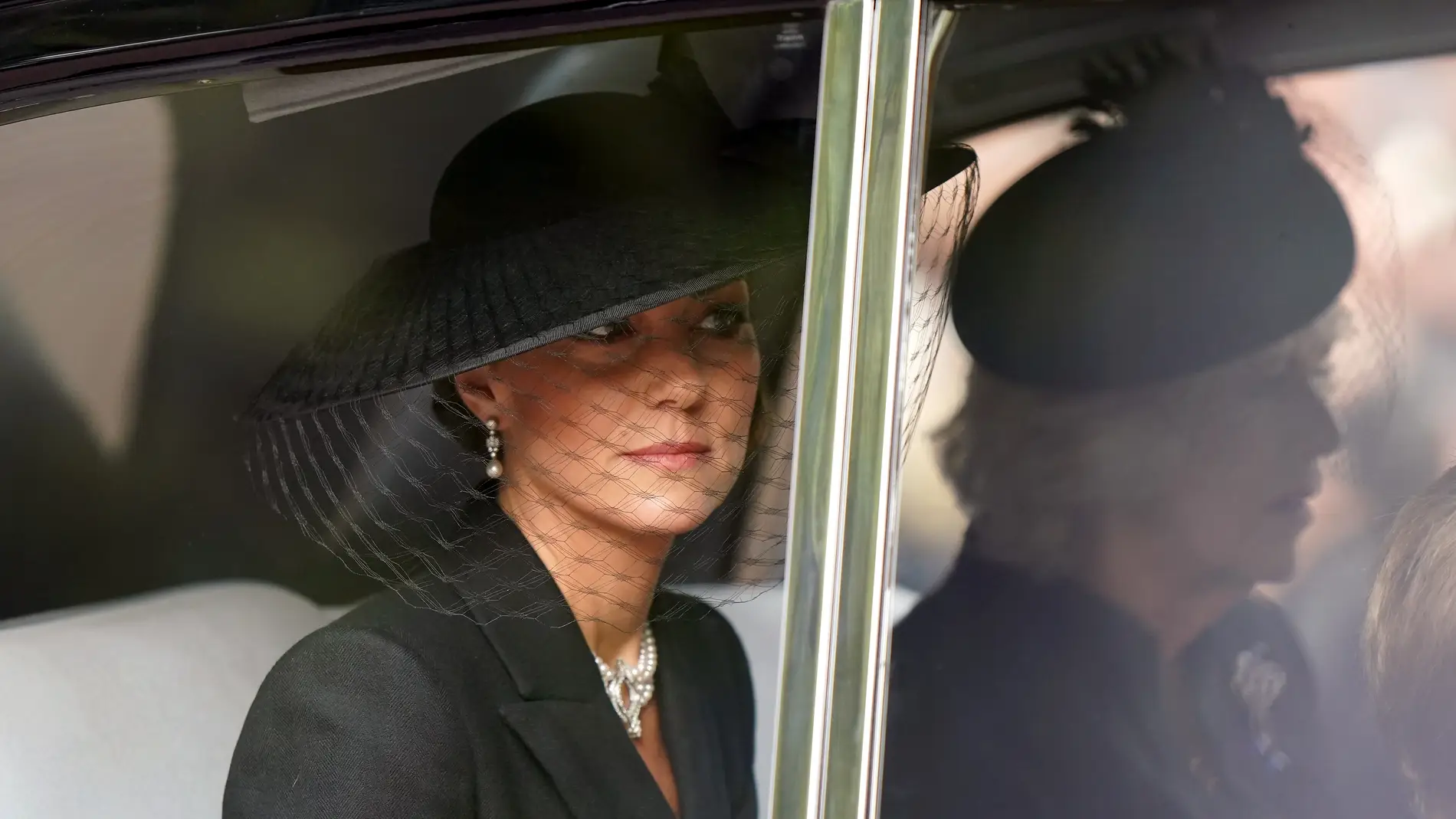 Kate Middleton, llegando al funeral de Isabel II en la abadía de Westminster en Londres.