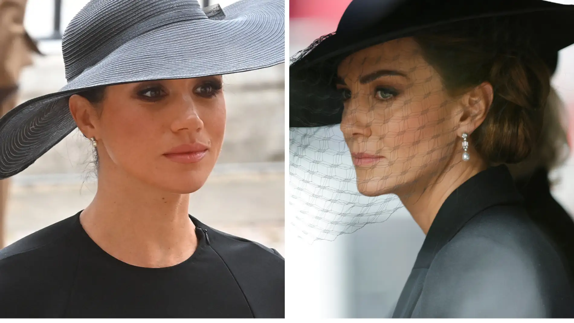 Meghan Markle y Kate Middleton en el funeral de Isabel II
