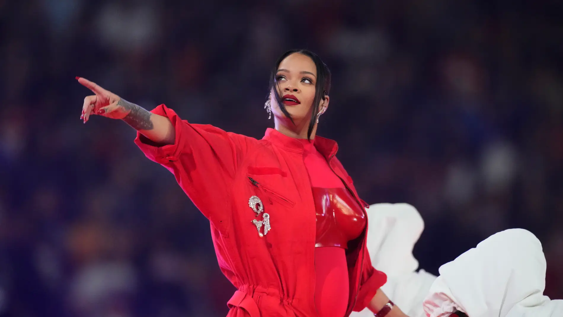 Rihanna, durante su actuación en la Super Bowl Rihanna, durante su actuación en la Super Bowl