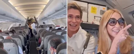 Carlos Baute y Marta Sánchez amenizan las turbulencias de un avión al ritmo de 'Colgando en tus manos' Carlos Baute y Marta Sánchez amenizan las turbulencias de un avión al ritmo de 'Colgando en tus manos'