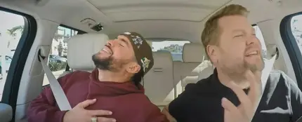 Bad Bunny se desvive cantando por Ariana Grande en el Carpool Karaoke de James Corden Bad Bunny se desvive cantando por Ariana Grande en el Carpool Karaoke de James Corden
