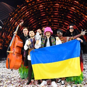 Los ucranianos Kalush Orchestra en la final de Eurovisión 2022.