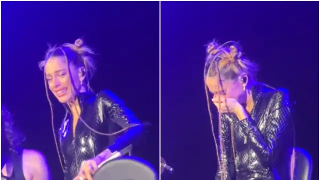 Tini rompe a llorar en un concierto