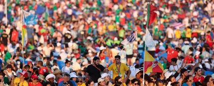 Peregrinos durante la Jornada Mundial de la Juventud, agosto de 2023 en Lisboa, Portugal. Peregrinos durante la Jornada Mundial de la Juventud, agosto de 2023 en Lisboa, Portugal.