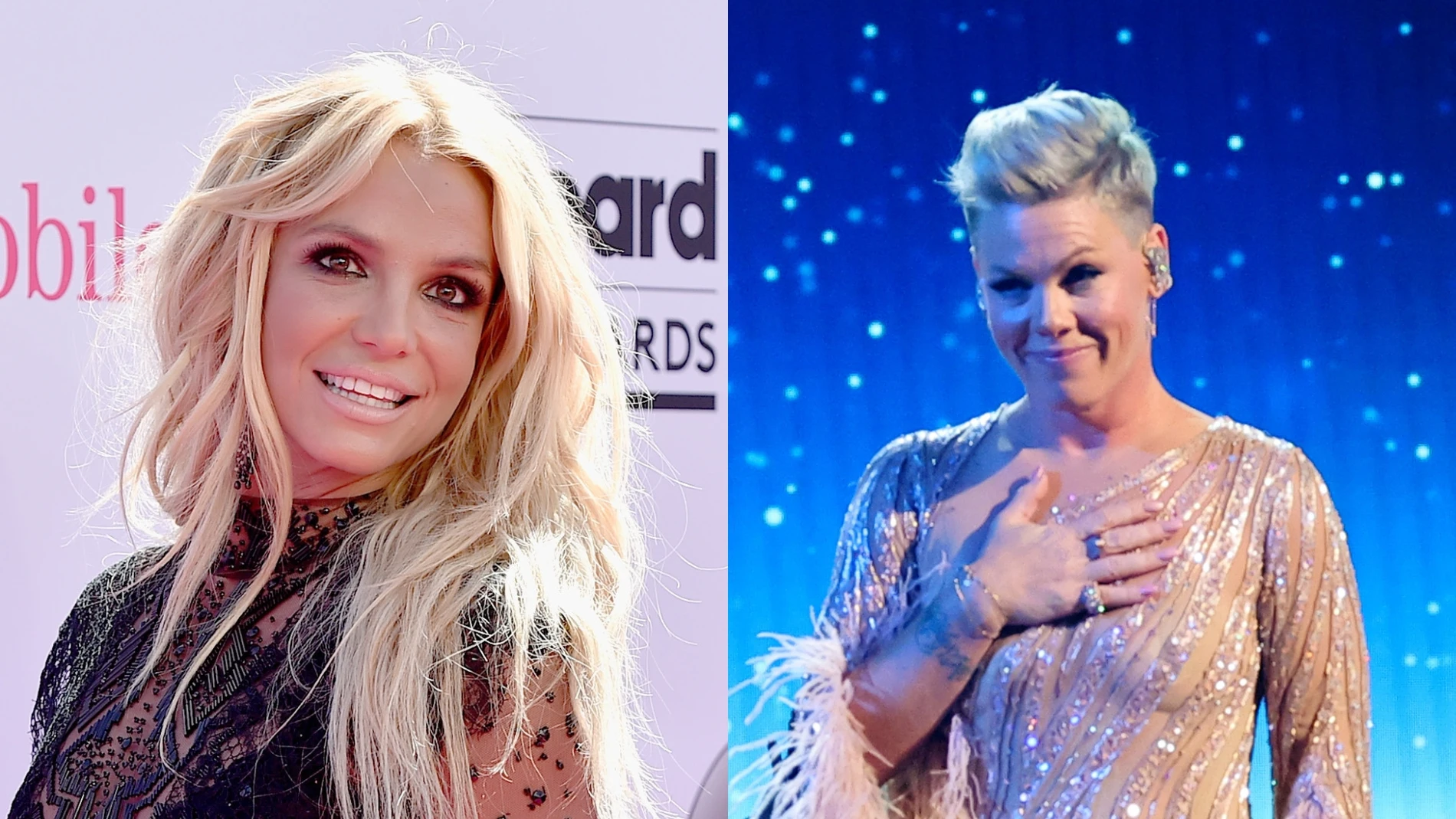 Britney Spears y Pink, en imágenes de archivo.