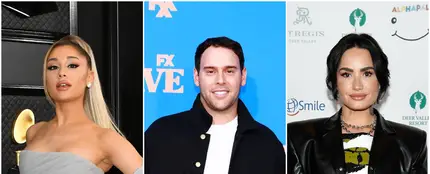 Scooter Braun, Ariana Grande y Demi Lovato Scooter Braun, Ariana Grande y Demi Lovato