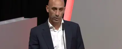 Luis Rubiales, durante la rueda de prensa en la sede de la RFEF. Luis Rubiales, durante la rueda de prensa en la sede de la RFEF.