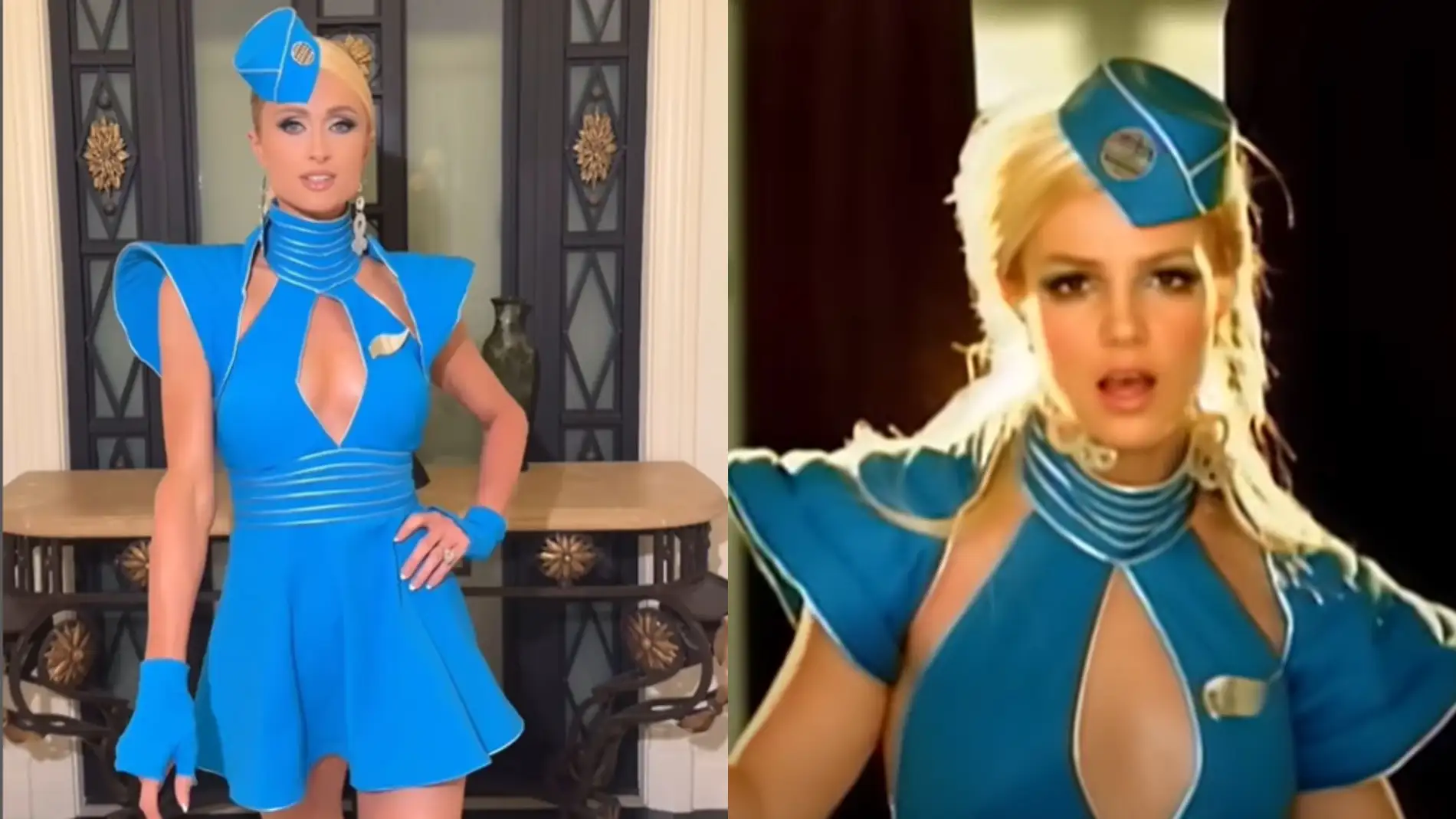 Paris Hilton vestida como Britney Spears en el videoclip de 'Toxic'