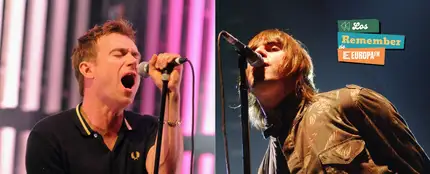 Damon Albarn, de Blur, y Liam Gallagher, de Oasis. Damon Albarn, de Blur, y Liam Gallagher, de Oasis.