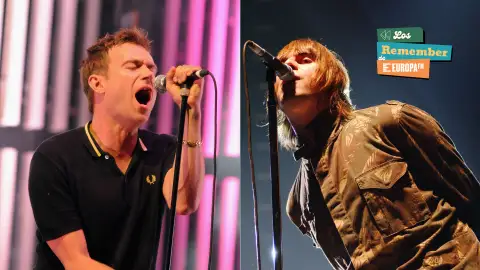 Damon Albarn, de Blur, y Liam Gallagher, de Oasis. Damon Albarn, de Blur, y Liam Gallagher, de Oasis.