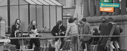 Imagen del Concierto en la azotea de The Beatles, el último show la banda que cumple 55 años.