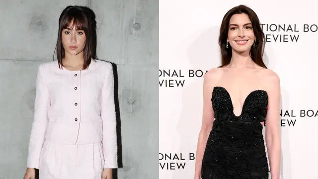 Anne Hathaway se queda prendada de Aitana en el desfile de Versace y le dedica su mejor cumplido