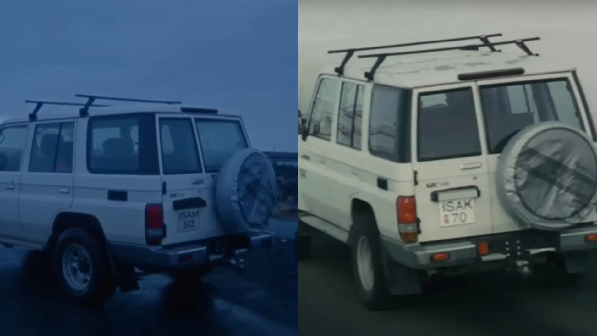 Matrículas de los coches en el video de Akureyri