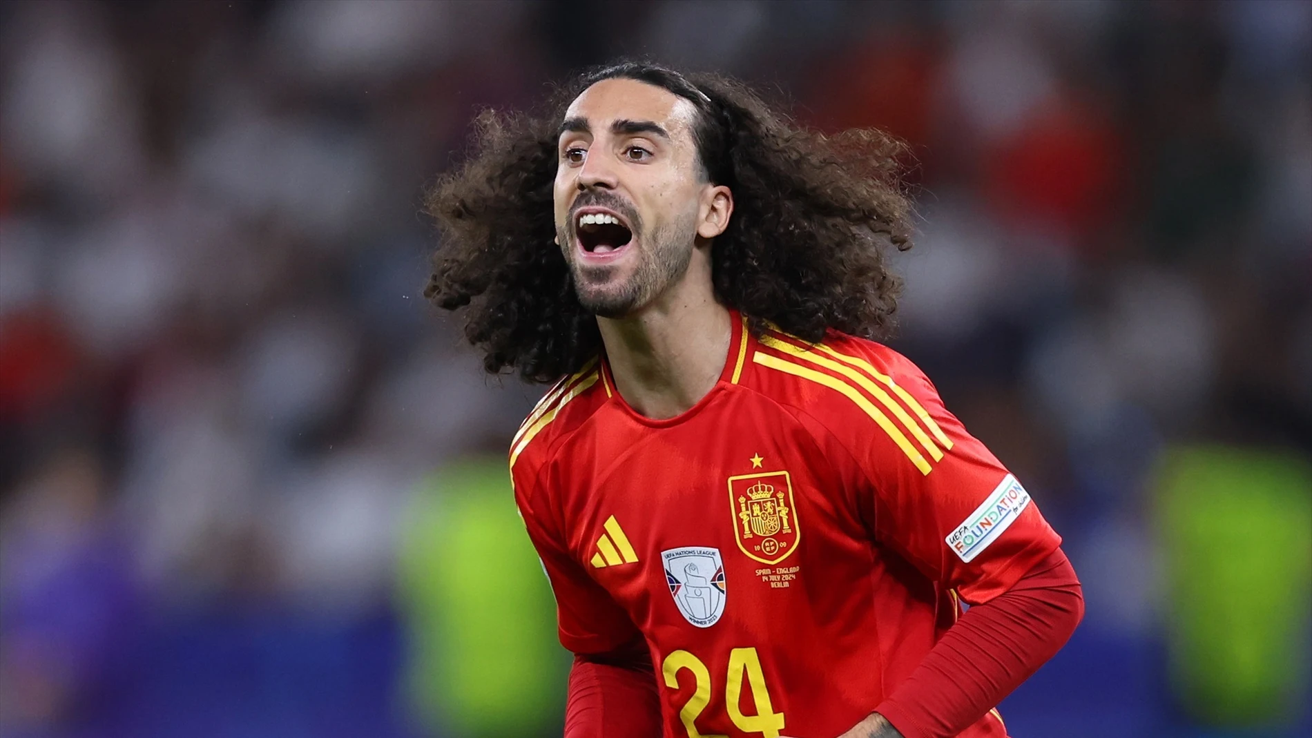 Marc Cucurella durante la final de la Eurocopa en Berlín. Marc Cucurella durante la final de la Eurocopa en Berlín.