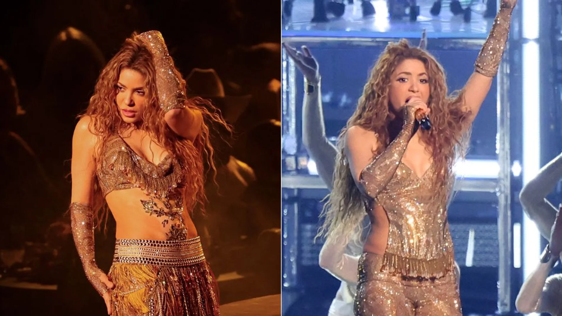 Los dos looks de Shakira durante su actuación en los Premios Grammy 2025. Los dos looks de Shakira durante su actuación en los Premios Grammy 2025.