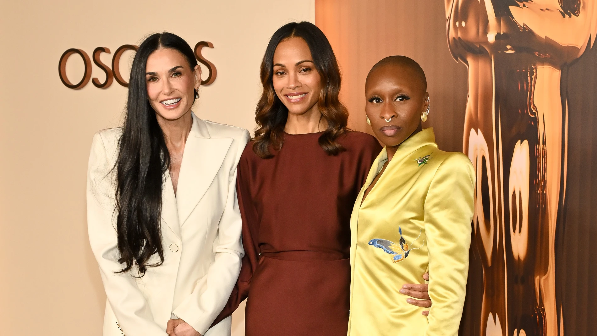 Demi Moore, Zoe Saldaña y Cynthia Erivo en la cena de nominados de los Premios Oscar 2025 Demi Moore, Zoe Saldaña y Cynthia Erivo en la cena de nominados de los Premios Oscar 2025