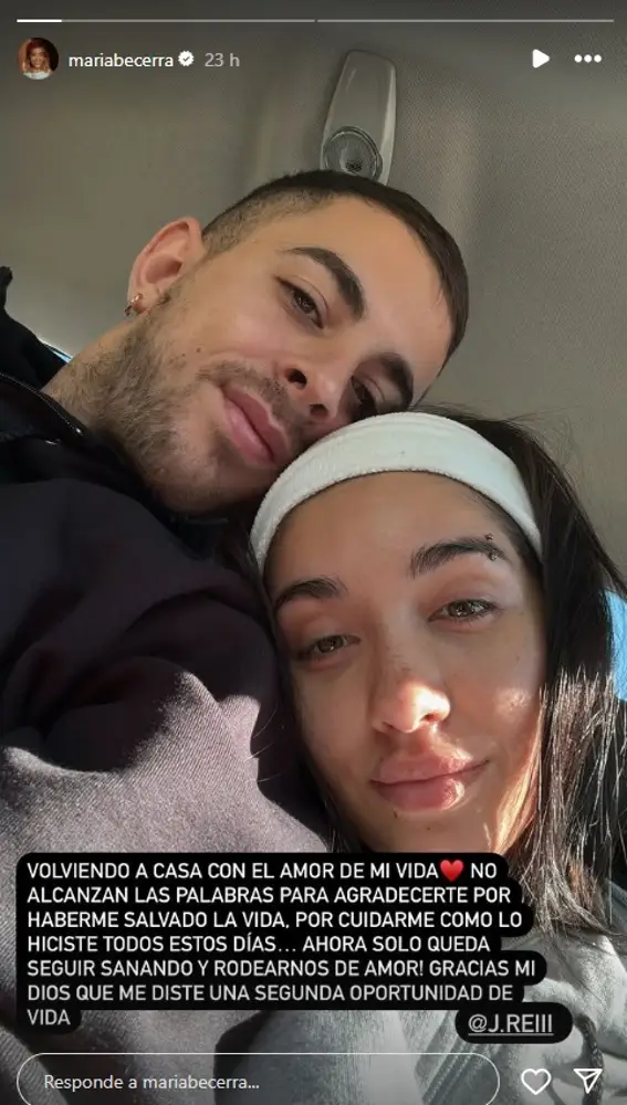 María Becerra y J Rei en las historias de la cantante en Instagram María Becerra y J Rei en las historias de la cantante en Instagram