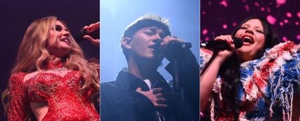 Melody (España), JJ (Austria) y Miriana Conte (Malta) en la London Eurovision Party 2025